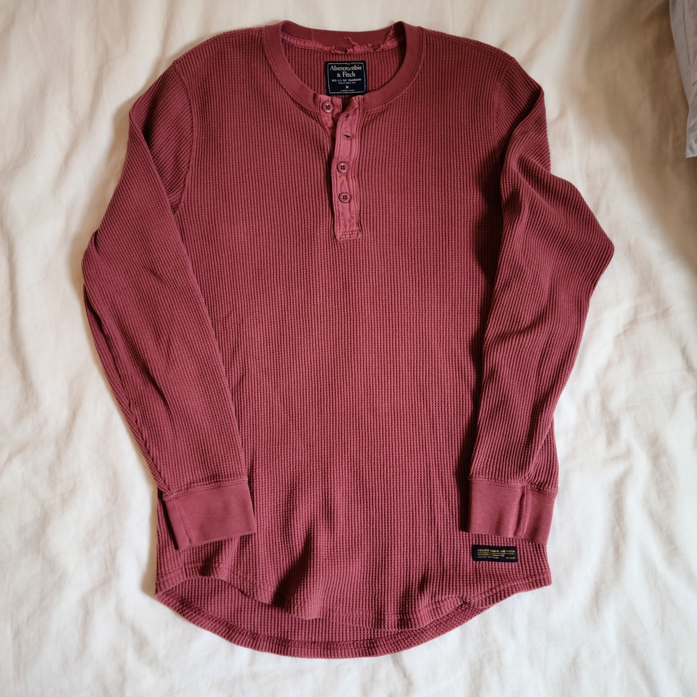 Abercrombie & Fitch Men's Long-Sleeve Waffle Henley - Dusty Rose